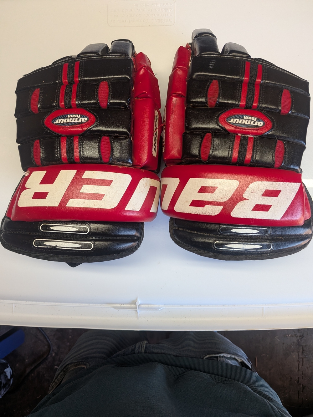 Nike-Bauer Red & Black Hockey Gloves